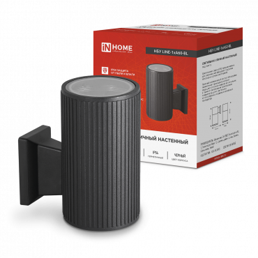 Светильник уличный настенный односторонний НБУ LINE-1хA60-BL алюминиевый черный IP54 IN HOME, Светильники светодиодные уличные	