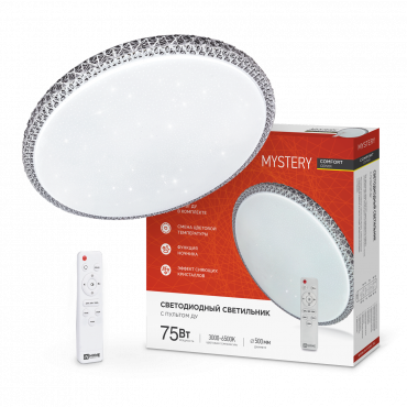 Светильник светодиодный COMFORT MYSTERY 75Вт 230В 3000-6500K 6000Лм 500x80мм с пультом ДУ IN HOME, Светильники декоративные	