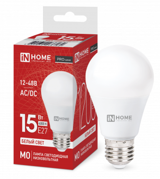 Лампа светодиодная низковольтная LED-MO-PRO 15Вт 12-48В Е27 4000К 1200Лм IN HOME купить от производителя по цене от  Лампа светодиодная низковольтная LED-MO-PRO 15Вт 12-48В Е27 4000К 1200Лм IN HOME, Лампы светодиодные коммерческие