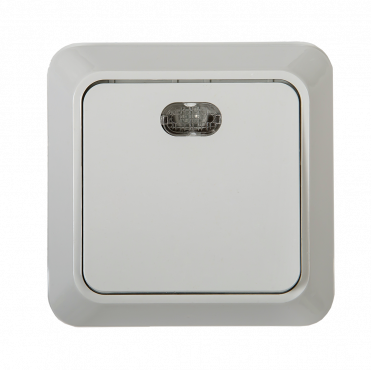 Выключатель одноклавишный с подсветкой BOLLETO белый накладной 7121 IN HOME, Электроустановочные изделия накладные BOLETTO	