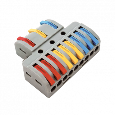 Клемма проходная разветвительная КПР 222-4139 с рычагами 3/9 полюса 0.08-2.5/4мм2 (3шт./уп.) IN HOME, Наконечники, гильзы, колпачки