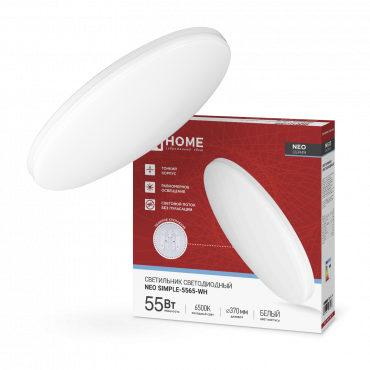 Светильник светодиодный NEO SIMPLE-5565-WH 55Вт 230В 6500K 4400Лм 375x59мм белый IN HOME, Светильники декоративные	