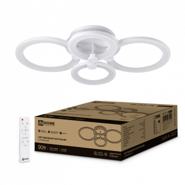 Светильник светодиодный ELEGANT BLISS-W 90Вт 230В 3000-6500K 610х400х130мм c пультом ДУ белый IN HOME, Светильники декоративные	