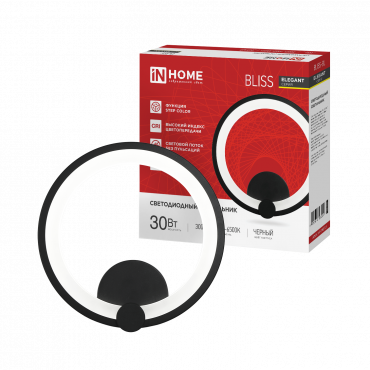Светильник светодиодный ELEGANT BLISS-BL 30Вт 230В 3000-6500K 2400Лм STEP COLOR черный IN HOME, Светильники декоративные	