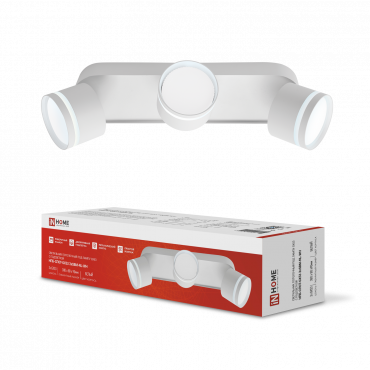 Светильник потолочный НПБ-СПОТ-GX53 3хSBM-NL-WH с подсветкой 380x80x90мм белый IN HOME, Светильники потолочные накладные	