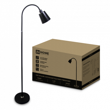 Светильник напольный под лампу ТНО 01-E27Ч 230В черный плафон, черный корпус IN HOME, Напольные светильники	