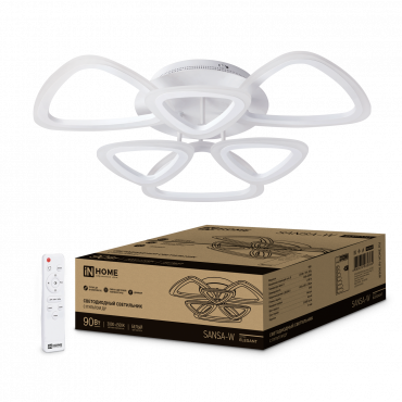 Светильник светодиодный ELEGANT SANSA-W 90Вт 230В 3000-6500K 650х650х130мм c пультом ДУ белый IN HOME, Светильники декоративные	