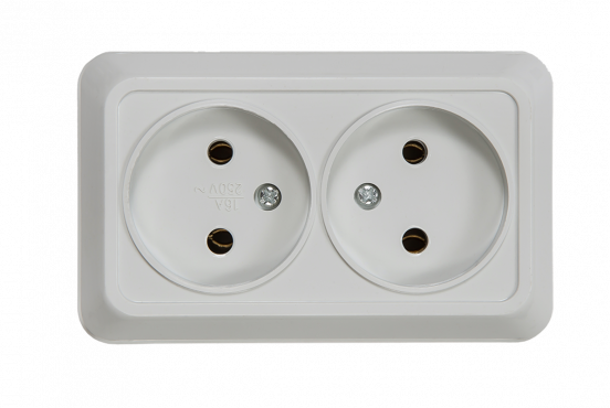 Розетка двойная BOLLETO белая накладная 7102 IN HOME, Электроустановочные изделия накладные BOLETTO	
