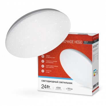 Светильник светодиодный серии DECO НОЧНОЕ НЕБО 24Вт 230В 6500К 2160Лм 330х55мм IN HOME, Светильники декоративные	