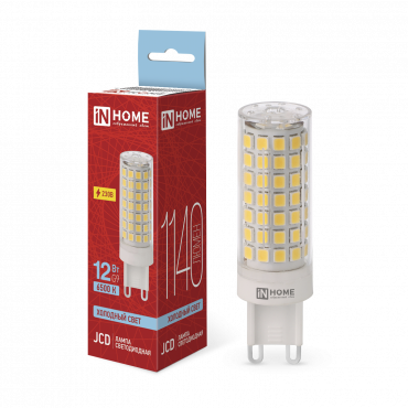 Купить лампа светодиодная led-jcd 12вт 230в g9 6500к 1140лм in home от  Лампа светодиодная LED-JCD 12Вт 230В G9 6500К 1140Лм IN HOME, Лампы для люстры