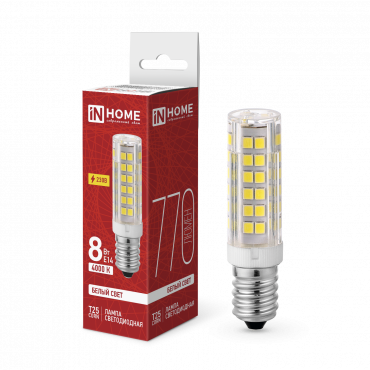 Купить лампа светодиодная led-t25-corn 8вт 230в e14 4000к 770лм in home от  Лампа светодиодная LED-T25-CORN 8Вт 230В E14 4000К 770Лм IN HOME, Светодиодные Лампы