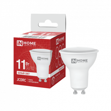 Купить лампа светодиодная led-jcdrc-vc 11вт 230в gu10 4000к 990лм in home от  Лампа светодиодная LED-JCDRC-VC 11Вт 230В GU10 4000К 990Лм IN HOME, Лампы софитные