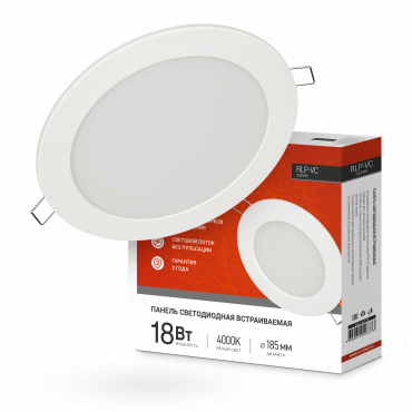 Панель светодиодная встраиваемая круглая RLP-VC 1840WH 18Вт 230В 4000К 1440Лм 185мм белая IP40 IN HOME, Панели светодиодные встраиваемые	