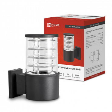 Светильник уличный настенный односторонний НБУ ART-1хA60-BL алюминиевый черный IP54 IN HOME, Светильники светодиодные уличные	