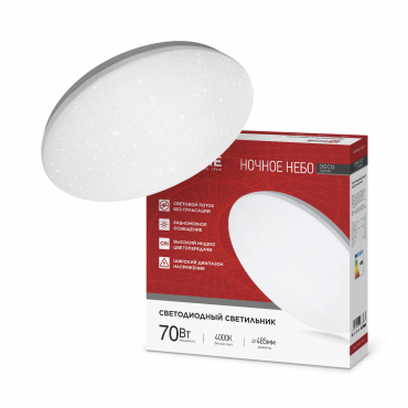 Светильник светодиодный серии DECO НОЧНОЕ НЕБО 70Вт 230В 4000К 6300Лм 485х68мм IN HOME, Светильники декоративные	