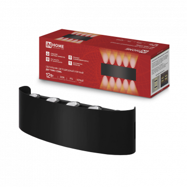 Светильник уличный светодиодный ДБУ TWIN-1230BL 12Вт 3000К 270х80 черный IP54 IN HOME, Светильники светодиодные уличные	