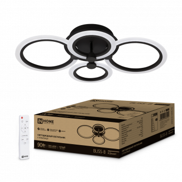 Светильник светодиодный ELEGANT BLISS-B 90Вт 230В 3000-6500K 610х400х130мм c пультом ДУ черный IN HOME, Светильники декоративные	