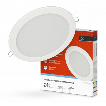 Панель светодиодная встраиваемая круглая RLP 24Вт 230В 6500К 1440Лм 300мм белая IP40 IN HOME, Панели светодиодные встраиваемые	