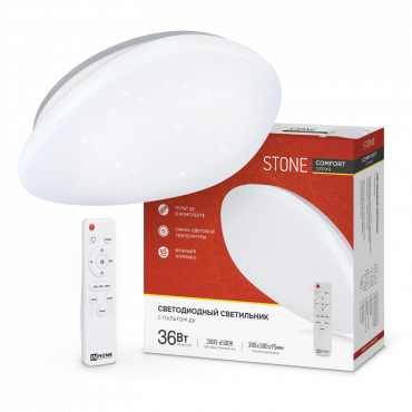 Светильник светодиодный COMFORT STONE 36Вт 230В 3000-6500K 2900Лм 290x70мм с пультом ДУ IN HOME, Светильники декоративные	