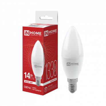 Купить Лампа светодиодная LED-СВЕЧА-VC 14Вт 230В E14 4000K 1330Лм IN HOME в интернет-магазине по цене  Лампа светодиодная LED-СВЕЧА-VC 14Вт 230В E14 4000K 1330Лм IN HOME, Лампы светодиодные бытовые