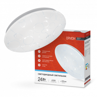 Светильник светодиодный серии DECO ОРИОН 24Вт 230В 6500К 2160Лм 330х55мм IN HOME, Светильники декоративные	