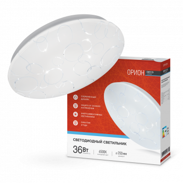 Светильник светодиодный серии DECO ОРИОН 36Вт 230В 6500К 3240Лм 380х55мм IN HOME, Светильники декоративные	