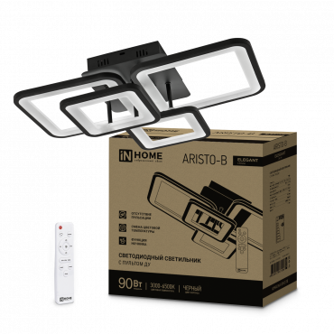 Светильник светодиодный ELEGANT ARISTO-B 90Вт 230В 3000-6500K 535х370х150мм пульт ДУ черный IN HOME, Светильники декоративные	