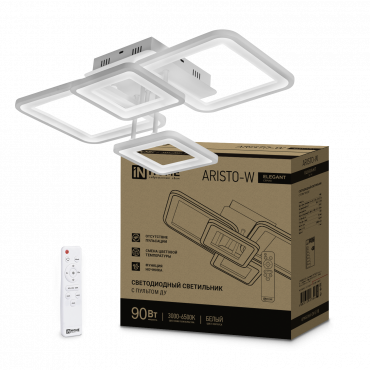 Светильник светодиодный ELEGANT ARISTO-W 90Вт 230В 3000-6500K 535х370х150мм пульт ДУ белый IN HOME, Светильники декоративные светодиодные	