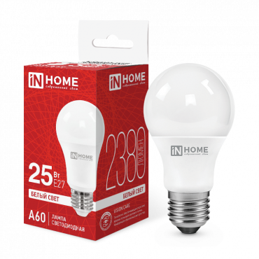 Купить Лампа светодиодная LED-A60-VC 25Вт 230В Е27 4000К 2380Лм IN HOME в интернет-магазине по цене  Лампа светодиодная LED-A60-VC 25Вт 230В Е27 4000К 2380Лм IN HOME, Лампы светодиодные бытовые