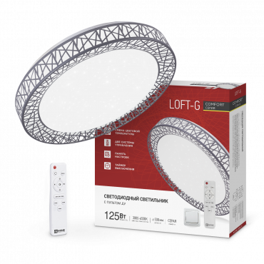 Светильник светодиодный COMFORT LOFT-G 125Вт 230В 3000-6500K 10000Лм 500x105мм с пультом ДУ IN HOME, Светильники декоративные	