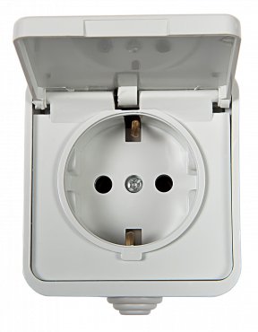 Розетка одинарная с заземлением с крышкой AQUA белая полугерметичная 3112 IN HOME, Электроустановочные изделия полугерметичные AQUA	