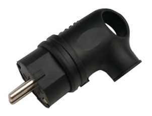 Вилка угловая с заземлением каучук 16А IP44 черная 9220 IN HOME, Вилки	