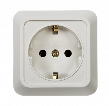 Розетка одинарная с заземлением BOLLETO белая накладная 7028 IN HOME, Электроустановочные изделия накладные BOLETTO	