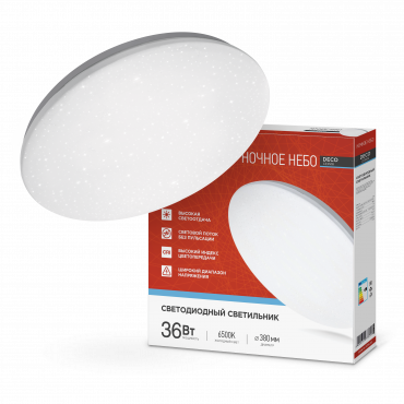 Светильник светодиодный серии DECO НОЧНОЕ НЕБО 36Вт 230В 6500К 3240Лм 380х55мм IN HOME, Светильники декоративные	