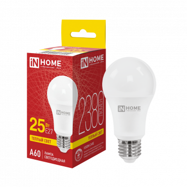 Купить Лампа светодиодная LED-A60-VC 25Вт 230В Е27 3000К 2380Лм IN HOME в интернет-магазине по цене  Лампа светодиодная LED-A60-VC 25Вт 230В Е27 3000К 2380Лм IN HOME, Лампы светодиодные бытовые
