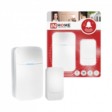 Звонок беспроводной KD-WH 38 мелодий с вилкой 230В с подсветкой с пьезокнопкой 150м белый IN HOME, Звонки беспроводные	