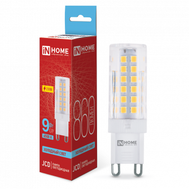Купить лампа светодиодная led-jcd 9вт 230в g9 6500к 860лм in home от  Лампа светодиодная LED-JCD 9Вт 230В G9 6500К 860Лм IN HOME, Лампы для люстры