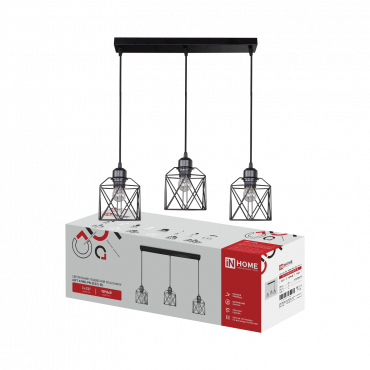 Светильник подвесной под лампу LOFT ATIKO-PN-3E27L-BL 3хЕ27 подвес 1м линейная база черный IN HOME, Люстры и Бра под лампу	