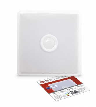 Светильник светодиодный СПБ-2Д-КВАДРАТ 10Вт 4000К 800Лм 170мм с датчиком белый IN HOME, Светильники ЖКХ	