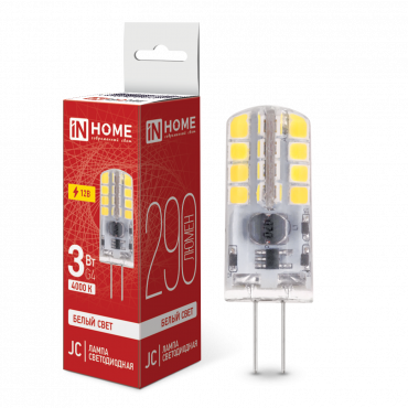 Купить лампа светодиодная led-jc 3вт 12в g4 4000к 290лм in home от  Лампа светодиодная LED-JC 3Вт 12В G4 4000К 290Лм IN HOME, Лампы для люстры