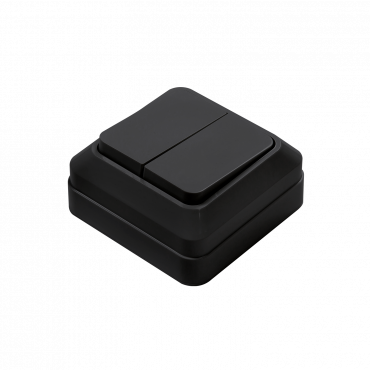 Выключатель двухклавишный BOLLETO черный накладной 7023B IN HOME, Электроустановочные изделия накладные BOLETTO	