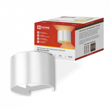 Светильник уличный светодиодный ДБУ DOT-R15W 15Вт 3000К IP54 круглый белый IN HOME, Светильники светодиодные уличные	