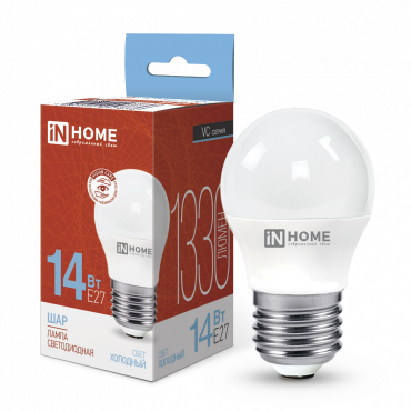 Лампа светодиодная LED-ШАР-VC 14Вт 230В E27 6500K 1330Лм IN HOME, Лампы светодиодные бытовые	