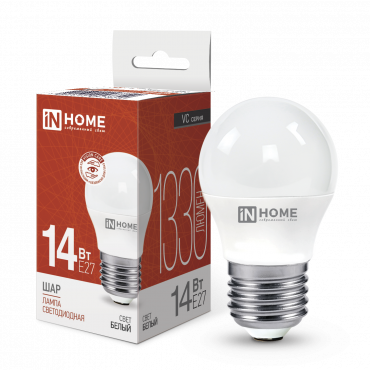 Лампа светодиодная LED-ШАР-VC 14Вт 230В E27 4000K 1330Лм IN HOME, Лампы светодиодные бытовые	